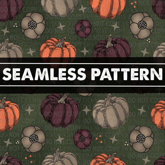 Fall Pumpkins Seamless Digital PNG