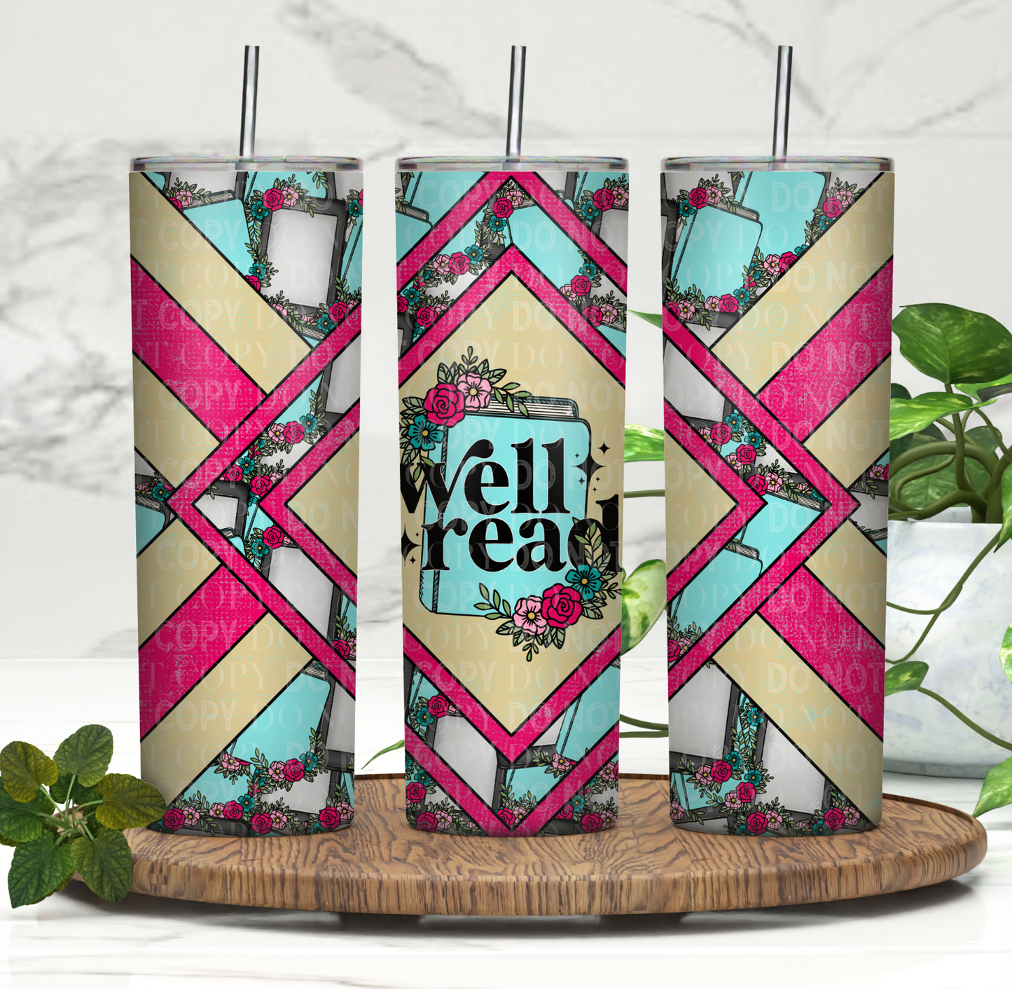 Well Read Book Tumbler Wrap Digital PNG