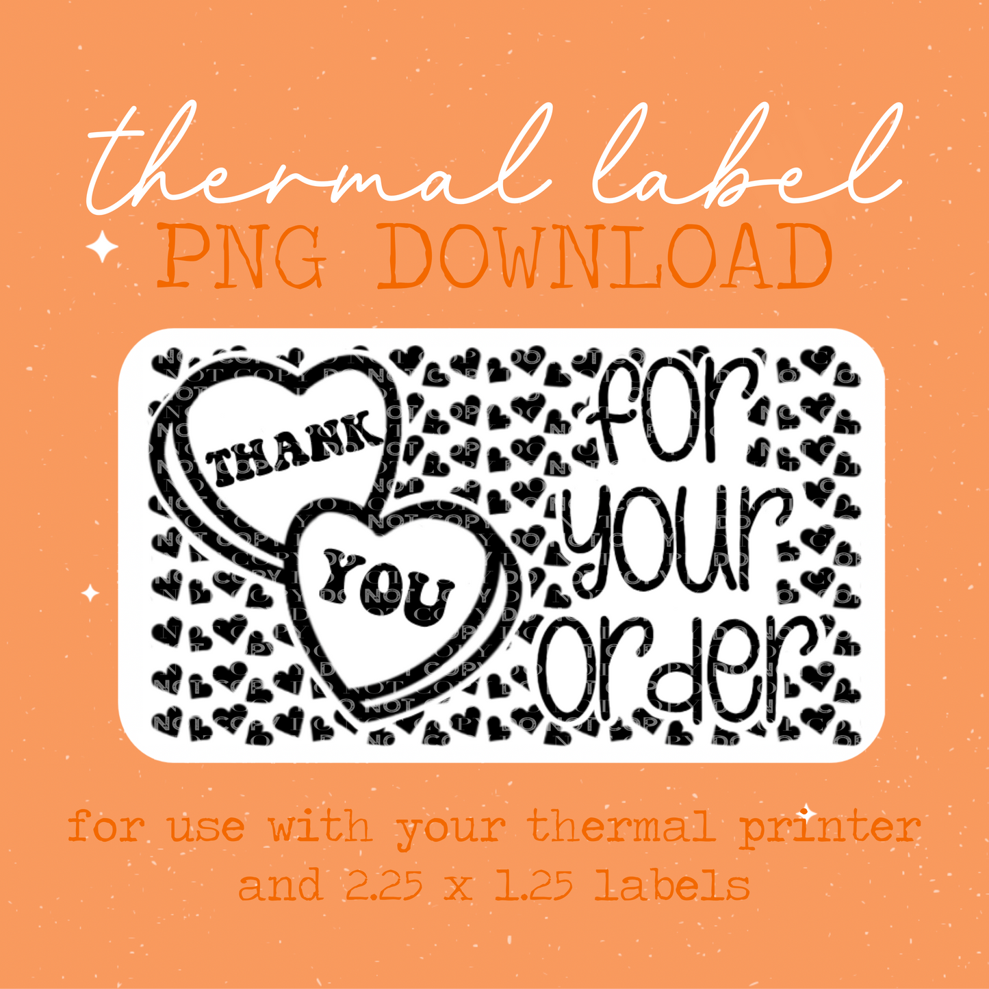 Thank You for Your Order Candy Heart Thermal Label PNG