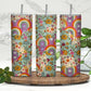 Retro Floral Rainbow Tumbler Digital PNG